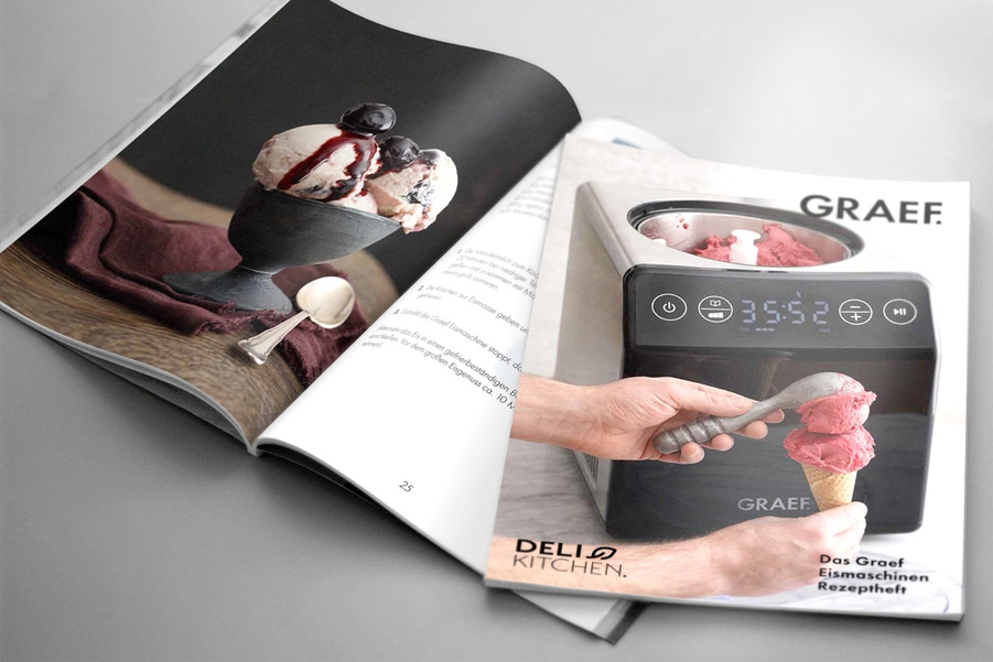 Magazine with ice cream and ice cream maker by Graef.