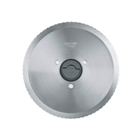 Circular blade with serrated edge and black button in the middle, RSG Solingen