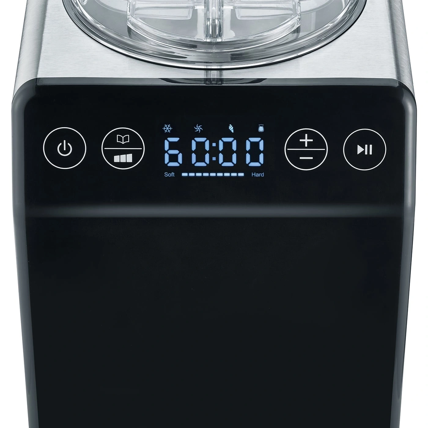 Ice cream machine with control panel and digital display, black