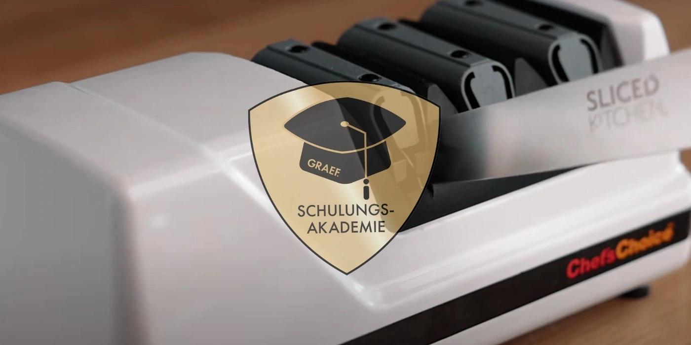 Affûteur de couteaux avec logo, couteau, ustensile de cuisine, Chef's Choice, académie de formation, Graef