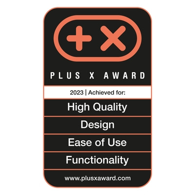 Plus X Award 2023 pour la haute qualité, le design, la facilité d'utilisation et la fonctionnalité.