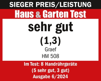 Haus & Garten Test, très bon, Graef, HM 508, édition 6/2024, test de batteurs