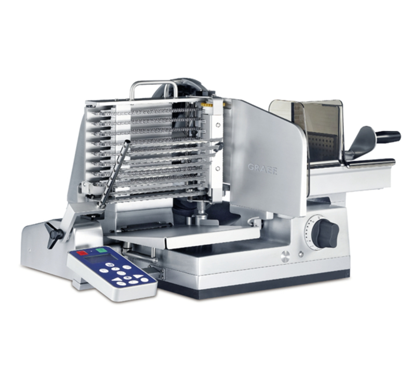 Affettatrice Graefe, professionale, acciaio inox, elettrica, attrezzatura alimentare