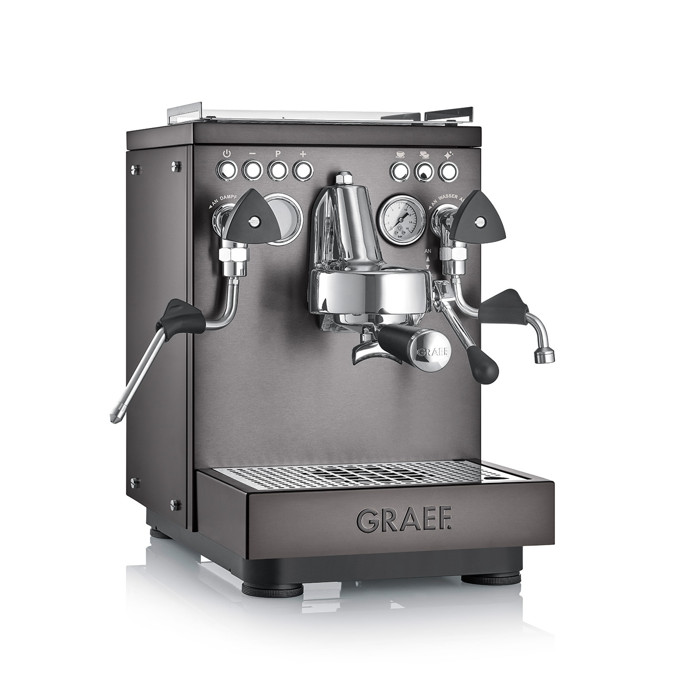 Macchina per espresso Graef grigio scuro con lancia vapore e acqua, acciaio inox