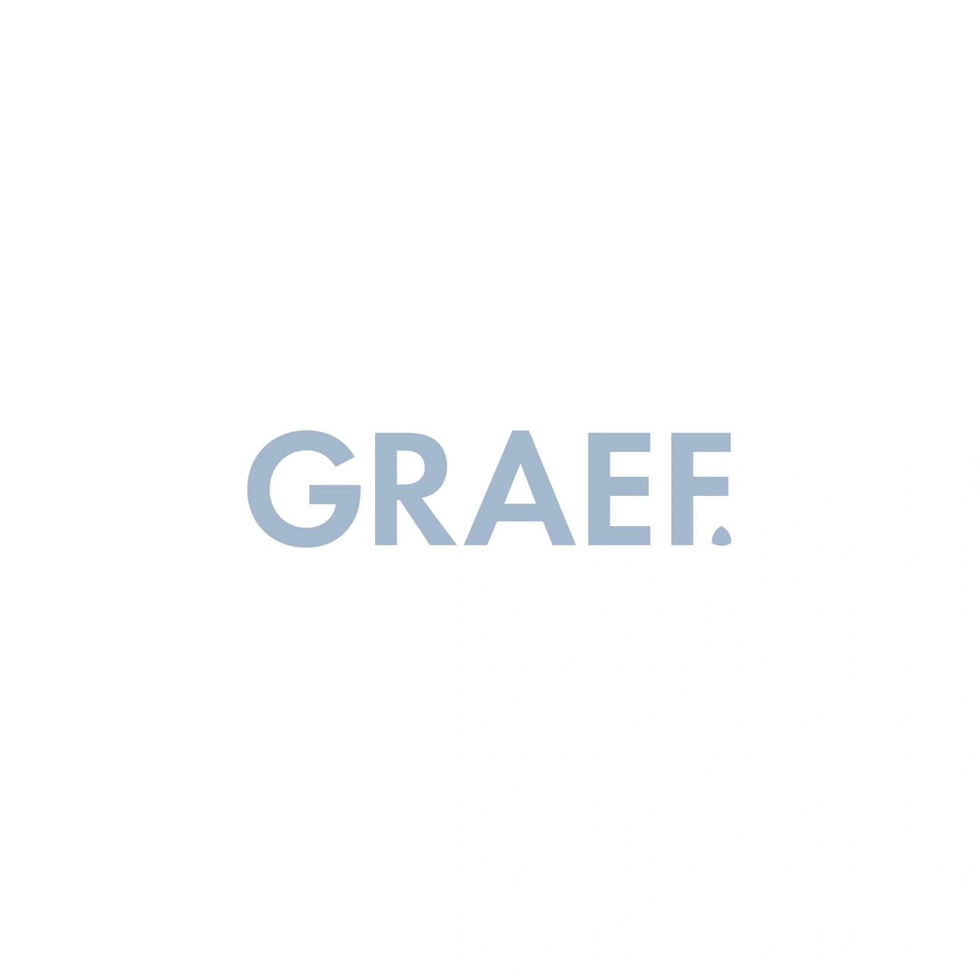Graef logo on white background, light grey font, minimalist, brand logo