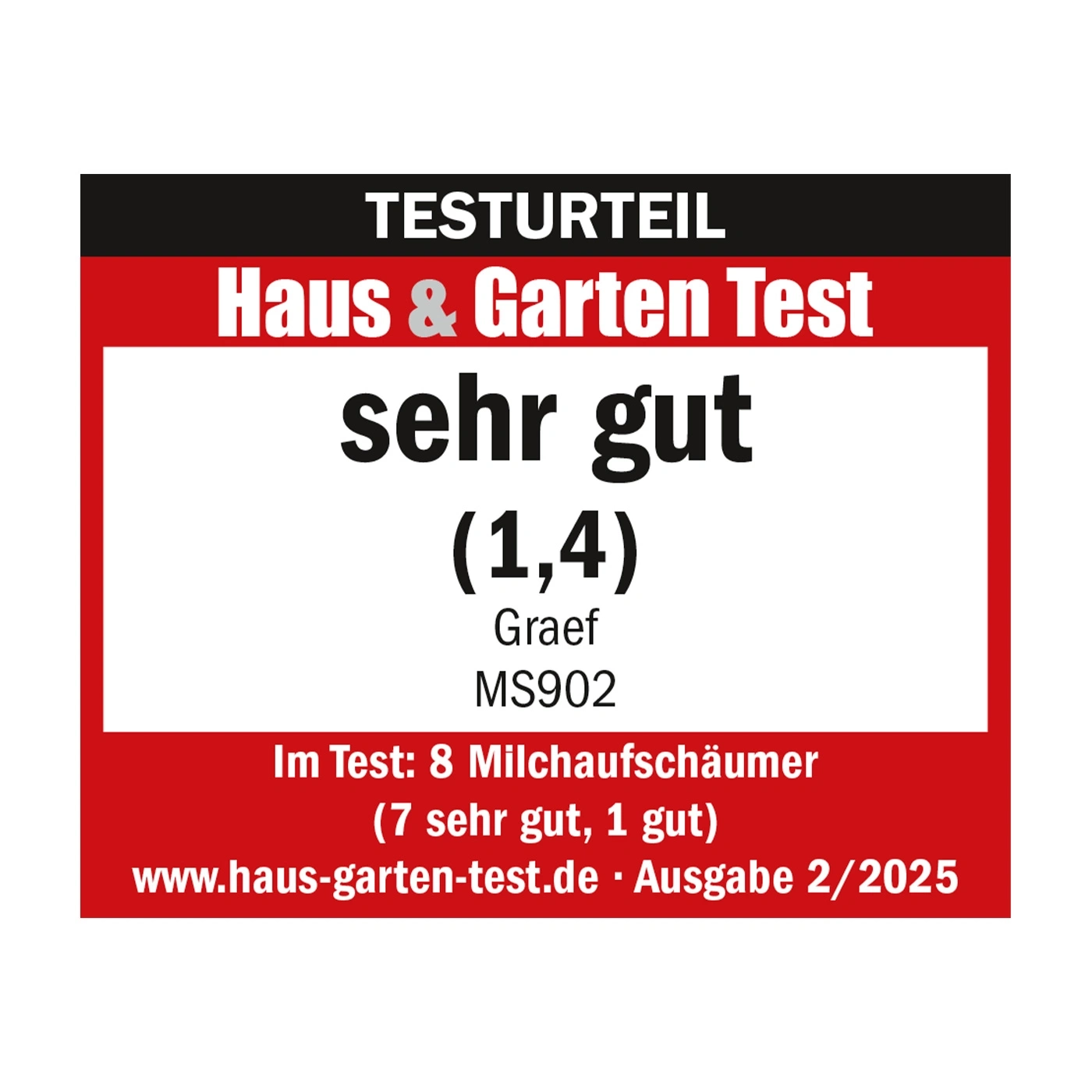 Résultat du test Haus & Garten Test très bon (1,4) Graef MS902 mousseur à lait