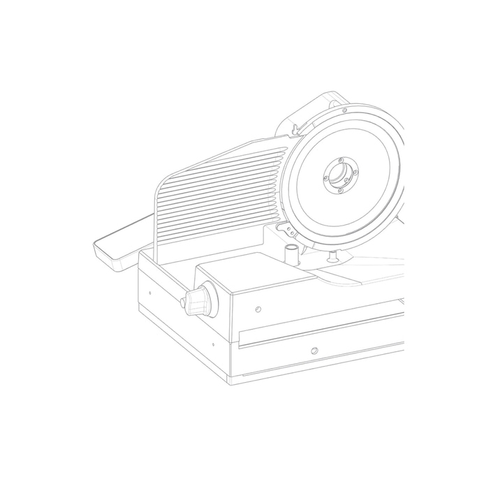 Affettatrice, vista dettagliata, disegno tecnico, elettrodomestico, lama