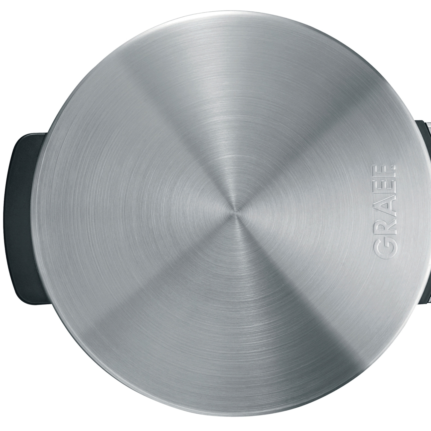 Appareil Graef, circulaire, métal, brossé, avec poignées, gros plan, logo