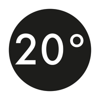 Cerchio nero con display bianco a 20 gradi, indicatore di temperatura