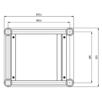 Dessin technique d'un cadre rectangulaire avec des dimensions en millimètres.