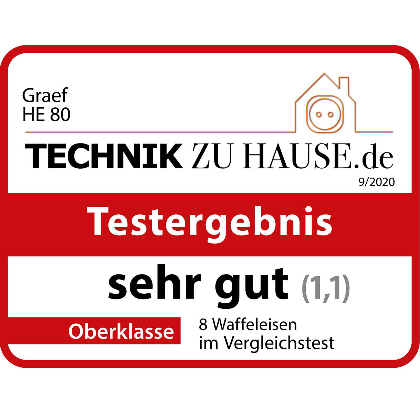 Graef HE 80, test result very good (1.1), top class, 8 waffle irons in comparison test