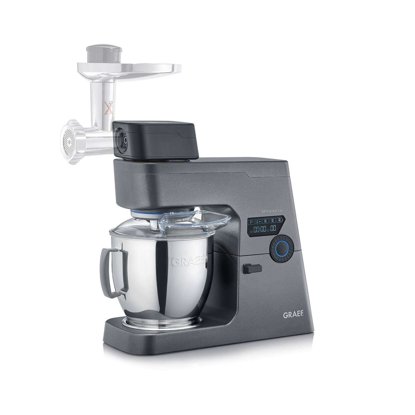 Robot da cucina Graef con accessorio tritacarne, ciotola in acciaio inox, grigio, Myestro