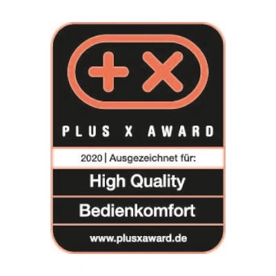 Plus X Award 2020 per Alta Qualità e Bedienkomfort www.plusxaward.de
