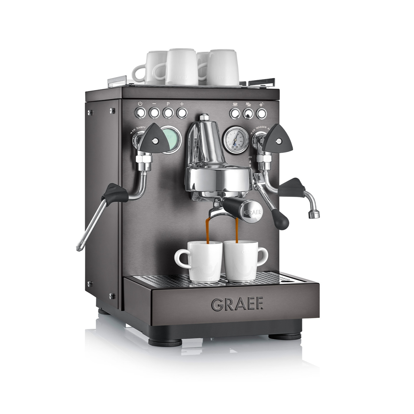 Macchina per espresso, due tazze, caffè, Graef, acciaio inossidabile, bevanda, preparazione