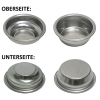 Portafiltro espresso: sopra e sotto, acciaio inossidabile, fori, preparazione del caffè, ripresa ravvicinata