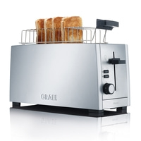 Silver Graef toaster with toast, modern kitchen appliance, bread, breakfast, food