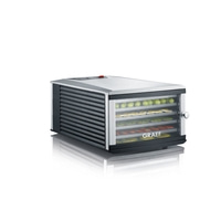 Graef food dehydrator with fruits, vegetables, transparent doors and silver casing