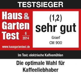 Test winner, Haus & Garten Test, very good, Graef CM 900, electric coffee grinders, optimal choice