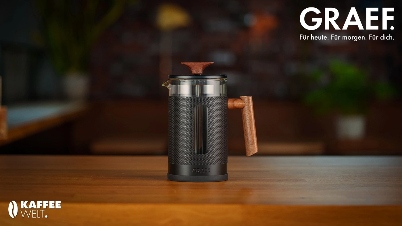 GRAEF Kaffeewelt French Press su tavolo di legno