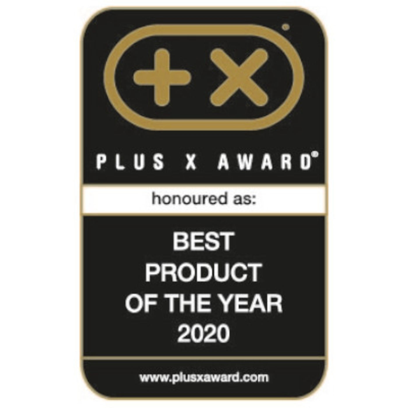 Plus X Award, Miglior prodotto dell'anno 2020, premio, logo, nero e oro