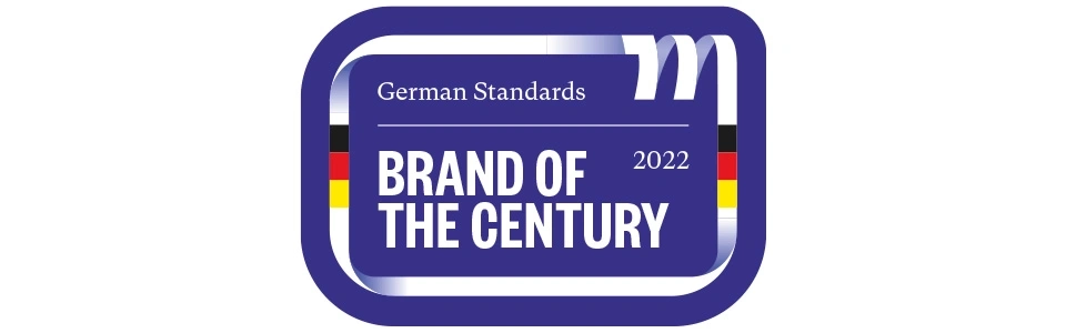 Brand of the Century 2022, German Standards, blue logo with German flag