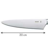 Coltello con lama da 20 cm, logo GRAEF, utensile da cucina, strumento affilato, acciaio inossidabile