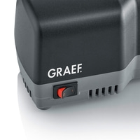 Graef appliance with red switch and logo on gray background