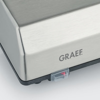 Graef appliance, metal, detail, switch, logo, stainless steel, close-up, technology, design, modern