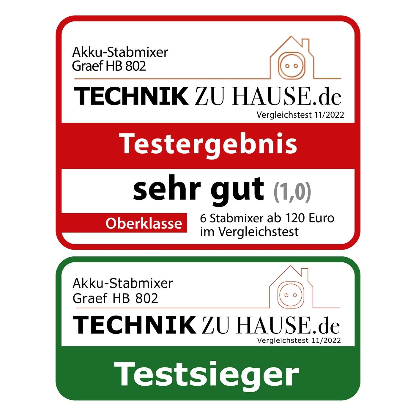 Cordless stick blender Graef HB 802, very good test result, test winner, Technik zu Hause