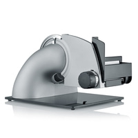 Trancheuse électrique, argentée, avec panneau de commande et base noirs, appareil de cuisine