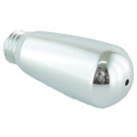 Objet métallique brillant avec des filets et un petit trou à l'extrémité.