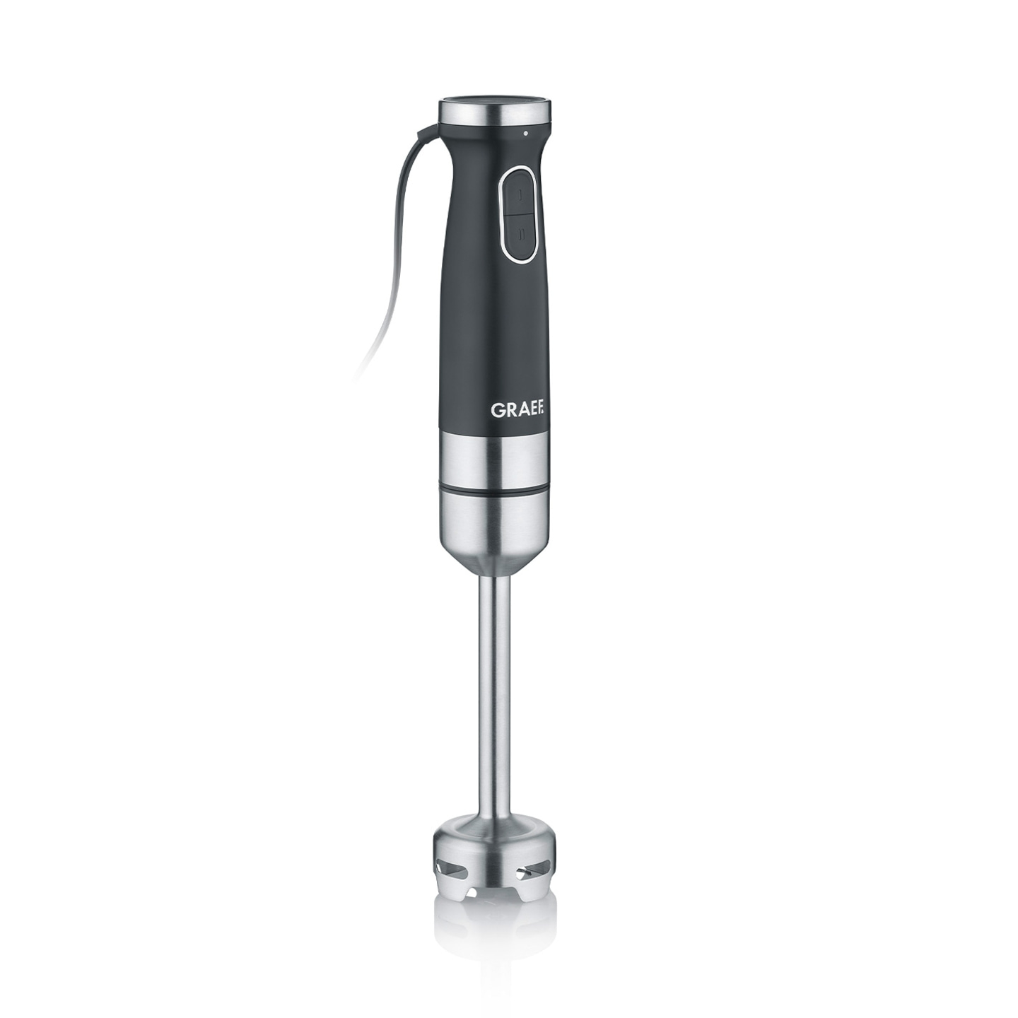 Graef immersion blender, black, stainless steel, kitchen appliance, blending, pureeing, cooking
