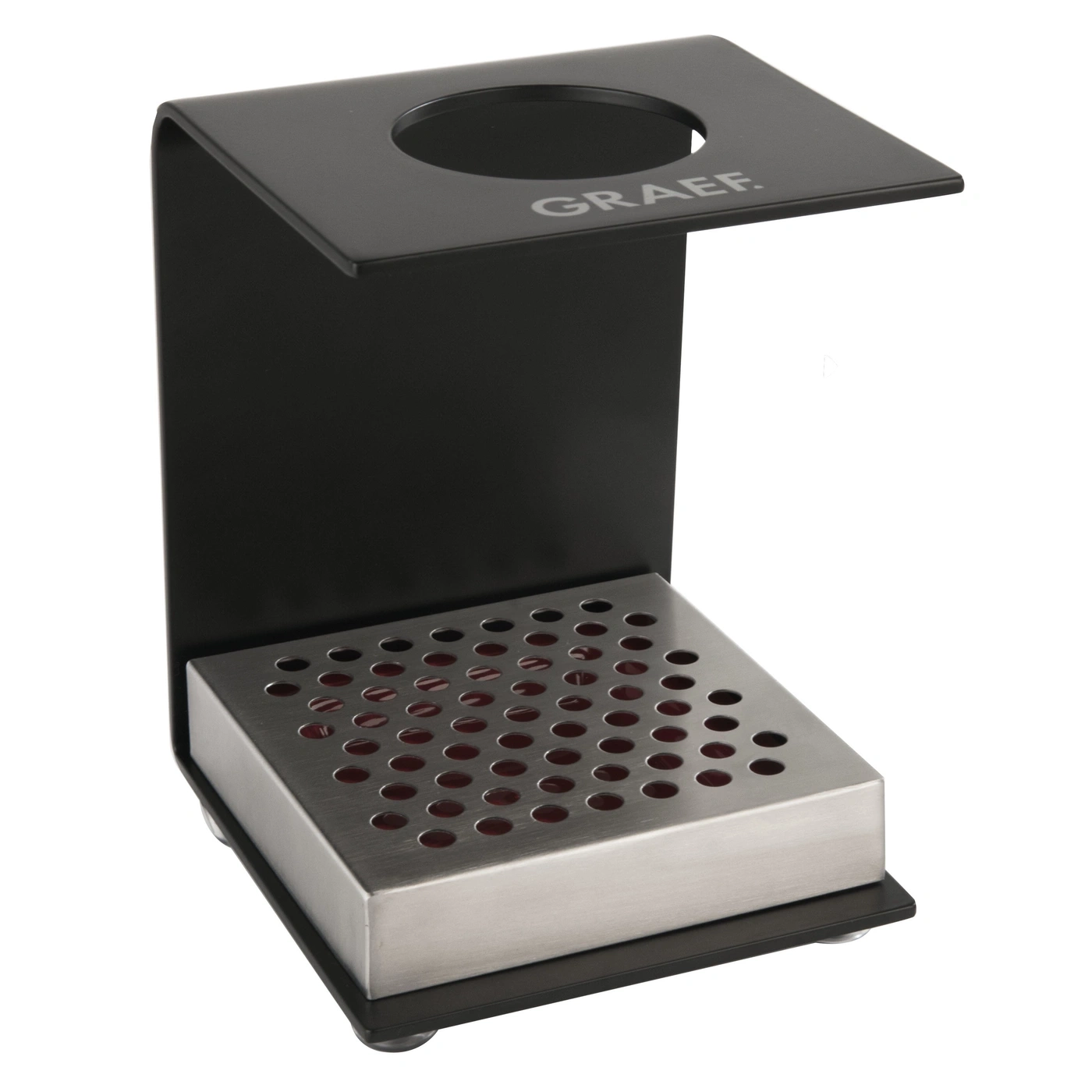 Support de filtre à café en métal noir avec trou et logo GRAEF.