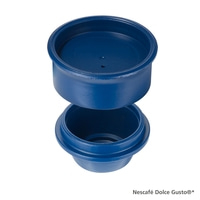 Conteneur de capsules de café bleu, séparé, marque Dolce Gusto.