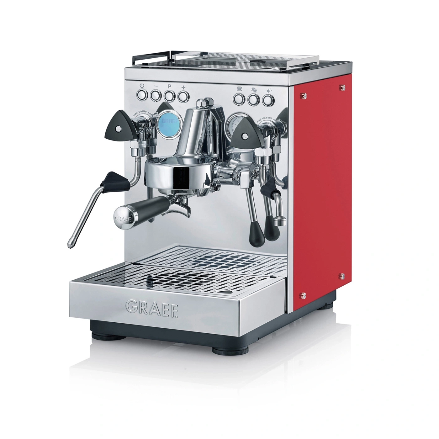 Macchina per espresso Estessa con portafiltro Acciaio inox / rosso