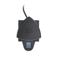 Black scale with display and logo, cable connection, electronic, modern design