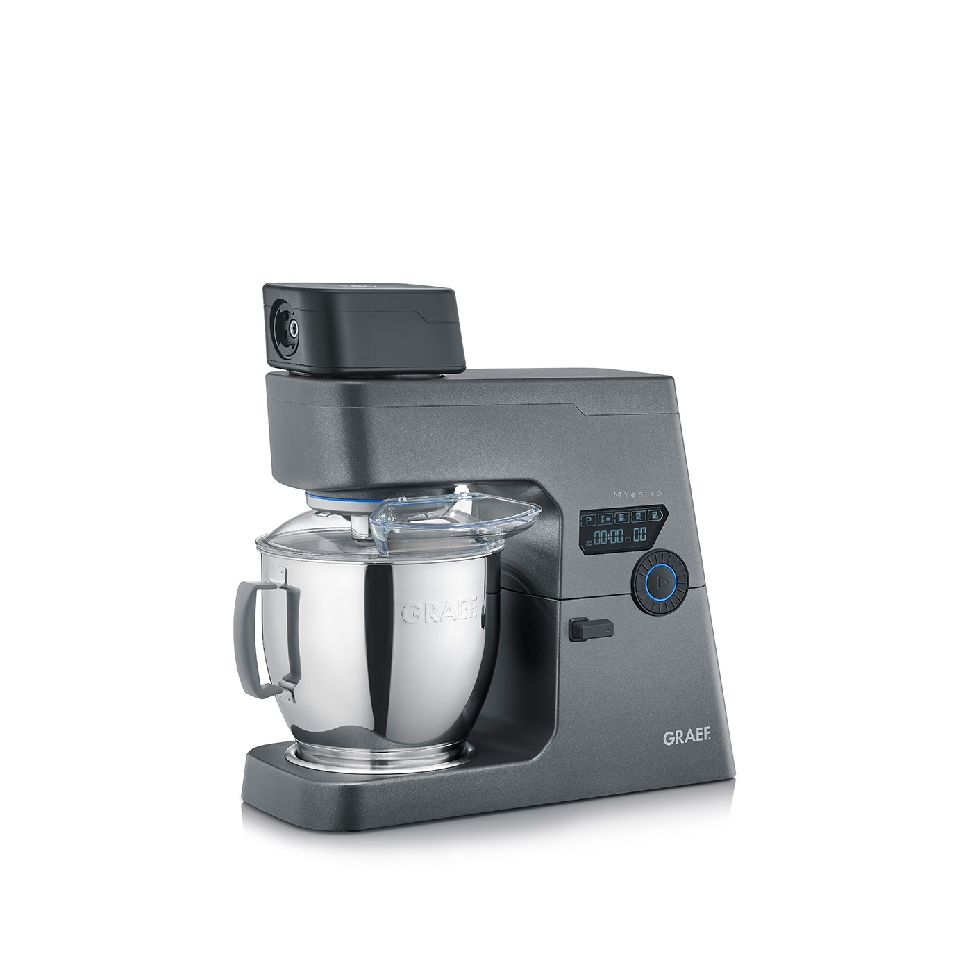 Robot da cucina Graef, grigio, ciotola in acciaio inox, display digitale, design moderno, MYestro