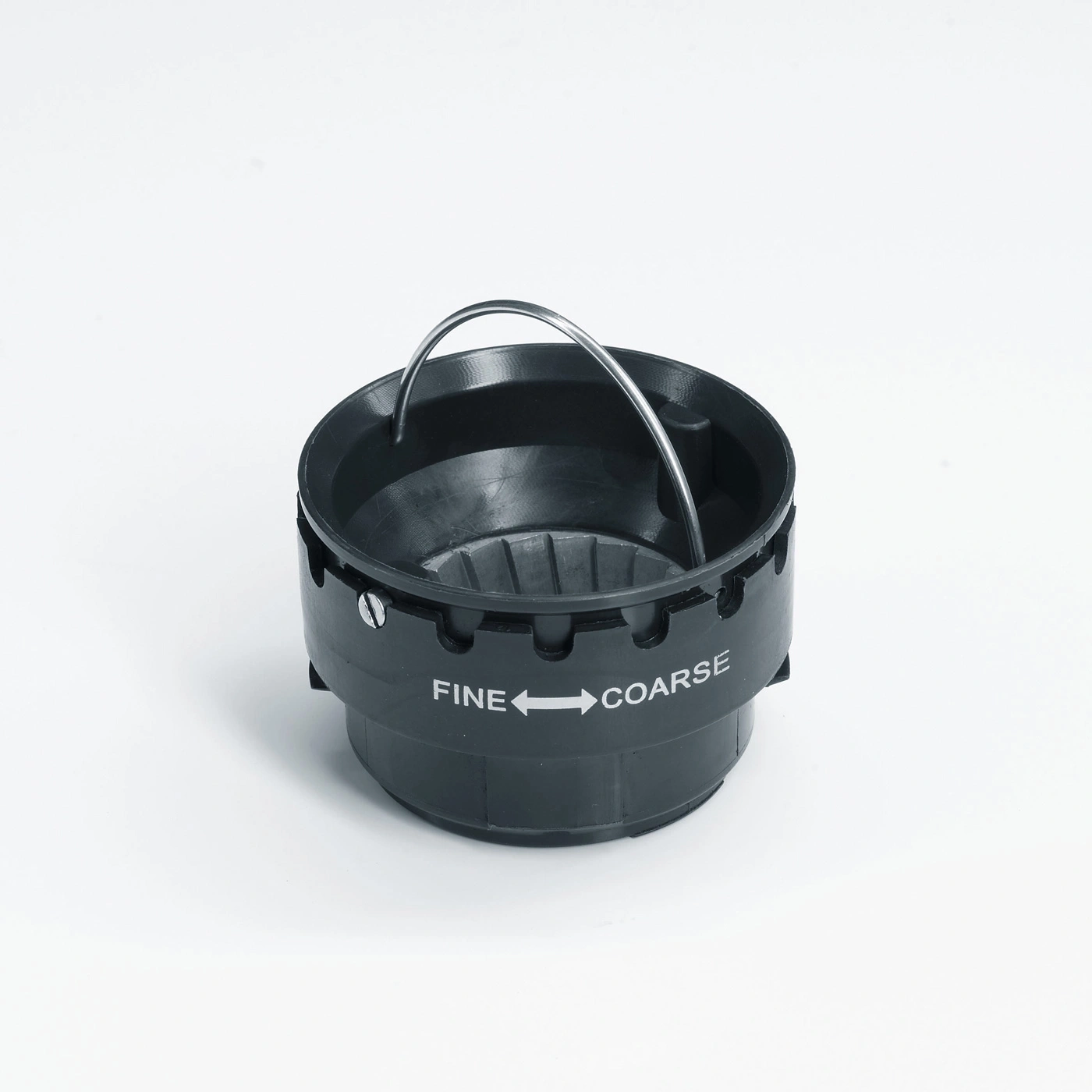 Black coffee filter with fine and coarse adjustment settings