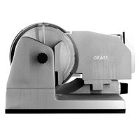 Graef slicer, gray, with water droplets, close-up, isolated on white background