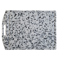 Tagliere con manico, bianco con macchie nere, rettangolare